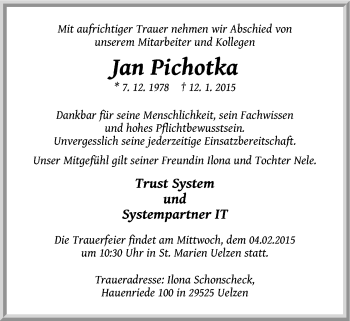 Anzeige von Jan Pichotka von LZ