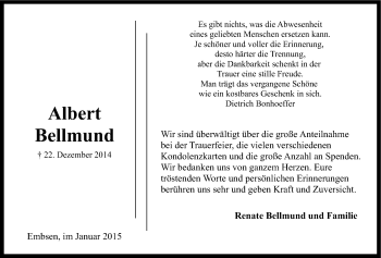 Anzeige von Albert Bellmund von LZ
