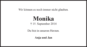 Anzeige von Monika Becker von LZ