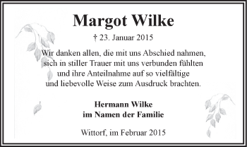 Anzeige von Margot Wilke von LZ