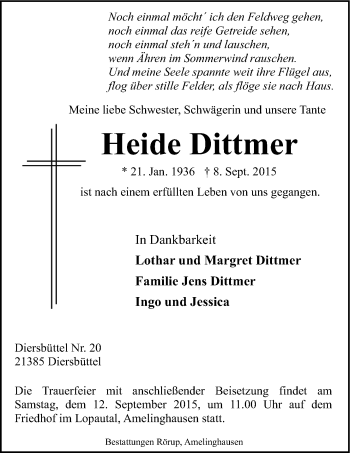 Anzeige von Heide Dittmer von LZ