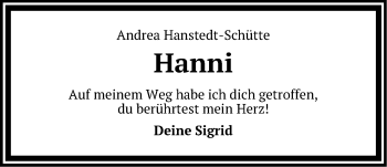 Anzeige von Andrea Hanstedt-Schütte von LZ