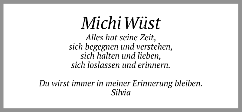  Traueranzeige für Michael Wüst vom 11.10.2016 aus LZ