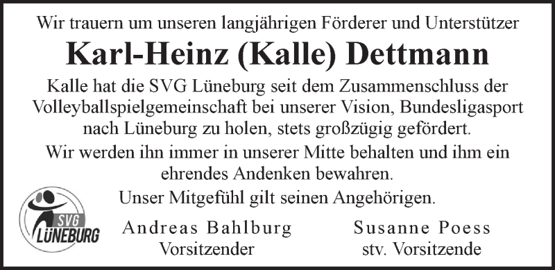  Traueranzeige für Karl-Heinz Dettmann vom 08.11.2016 aus LZ