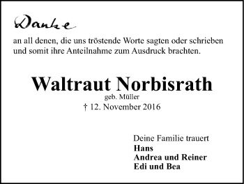 Anzeige von Waltraut Norbisrath von LZ
