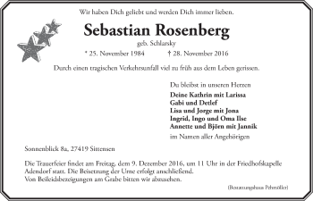 Anzeige von Sebastian Rosenberg von LZ
