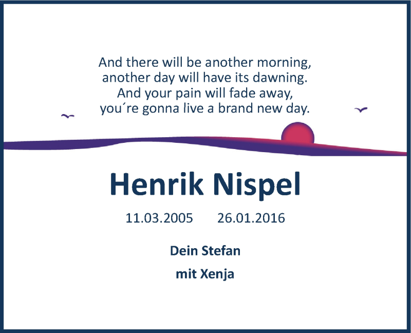  Traueranzeige für Henrik Nispel vom 03.02.2016 aus LZ