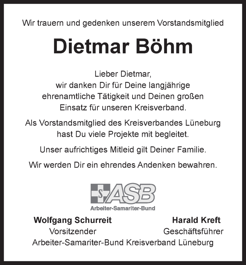  Traueranzeige für Dietmar Böhm vom 12.02.2016 aus LZ