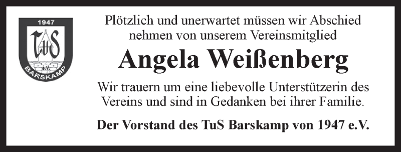  Traueranzeige für Angela Weißenberg vom 19.03.2016 aus LZ