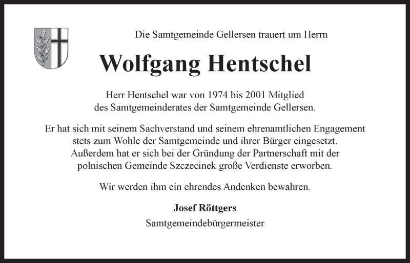  Traueranzeige für Wolfgang Hentschel vom 19.05.2016 aus LZ