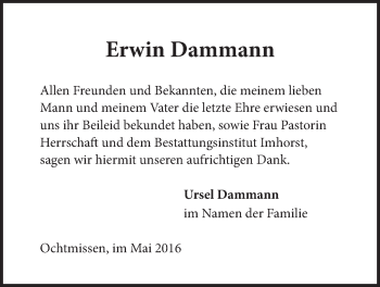Anzeige von Erwin  Dammann von LZ