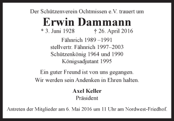 Anzeige von Erwin  Dammann von LZ