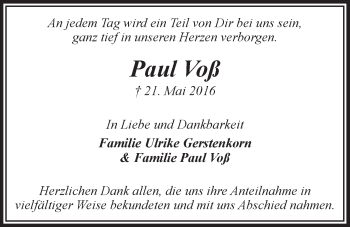Anzeige von Paul Voß von LZ