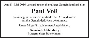 Anzeige von Paul Voß von LZ