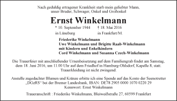 Anzeige von Ernst Winkelmann von LZ