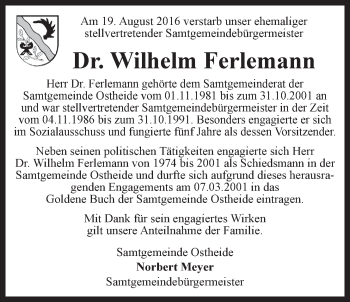 Anzeige von Wilhelm Ferlemann von LZ
