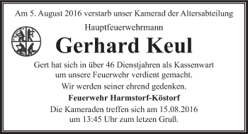 Anzeige von Gerhard Keul von LZ