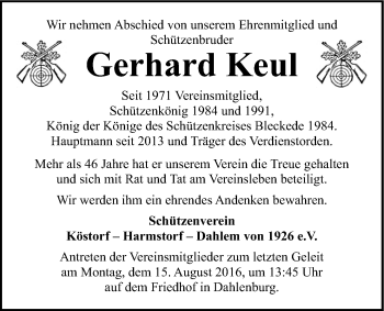 Anzeige von Gerhard Keul von LZ