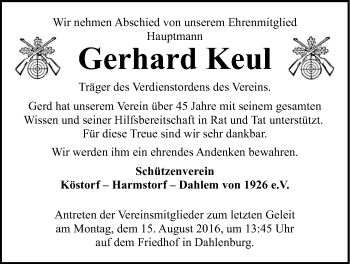Anzeige von Gerhard Keul von LZ