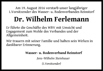 Anzeige von Wilhelm Ferlemann von LZ