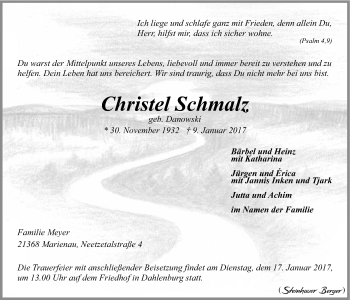 Anzeige von Christel Schmalz von LZ