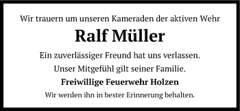 Anzeige von Ralf Müller von LZ