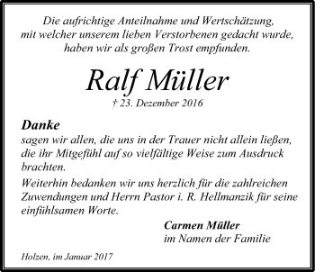 Anzeige von Ralf Müller von LZ