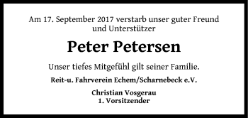Anzeige von Peter Petersen von LZ