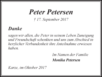 Anzeige von Peter Petersen von LZ