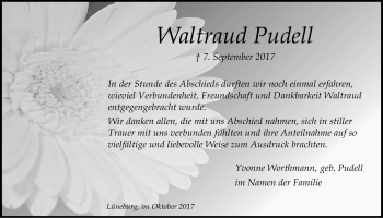Anzeige von Waltraud Pudell von LZ