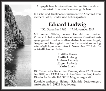 Anzeige von Eduard Ludwig von LZ
