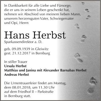 Anzeige von Hans Herbst von LZ
