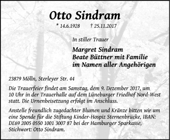 Anzeige von Otto Sindram von LZ