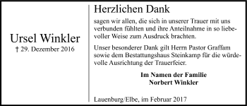 Anzeige von Ursel Winkler von LZ