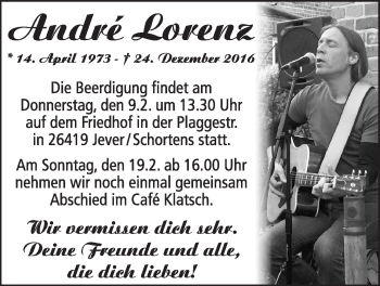 Anzeige von André Lorenz von LZ