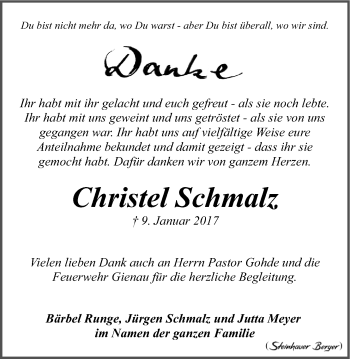 Anzeige von Christel Schmalz von LZ