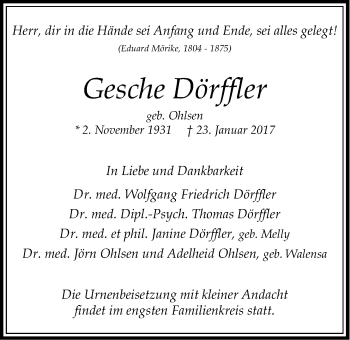 Anzeige von Gesche Dörffler von LZ