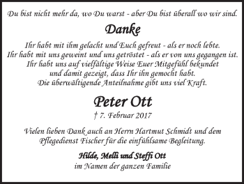 Anzeige von Peter Ott von LZ