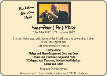 Anzeige von Hans-Peter Müller von LZ