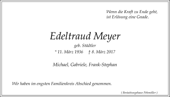 Anzeige von Edeltraud Meyer von LZ