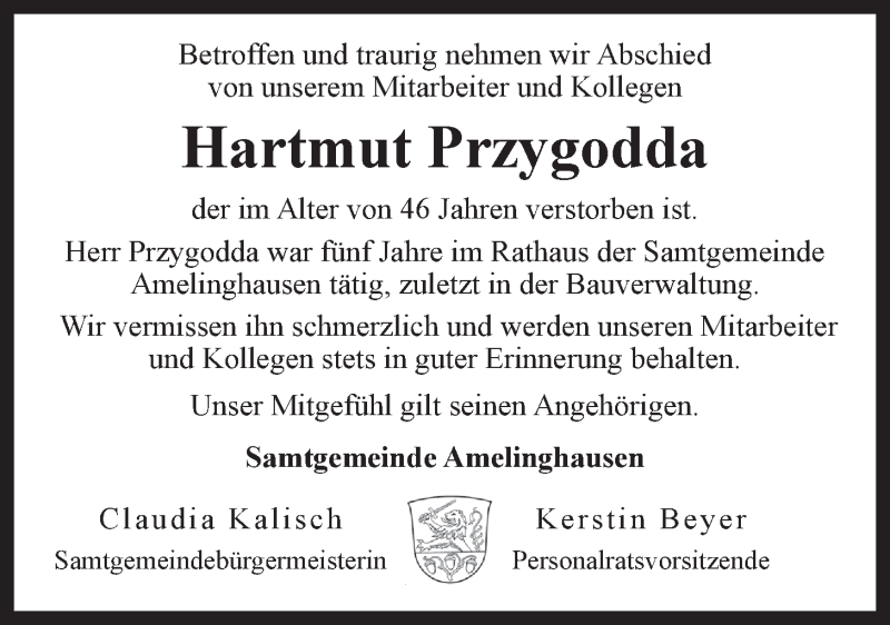  Traueranzeige für Hartmut Przygodda vom 18.03.2017 aus LZ