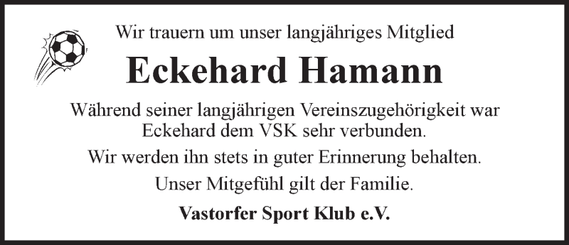  Traueranzeige für Eckehard Hamann vom 29.04.2017 aus LZ