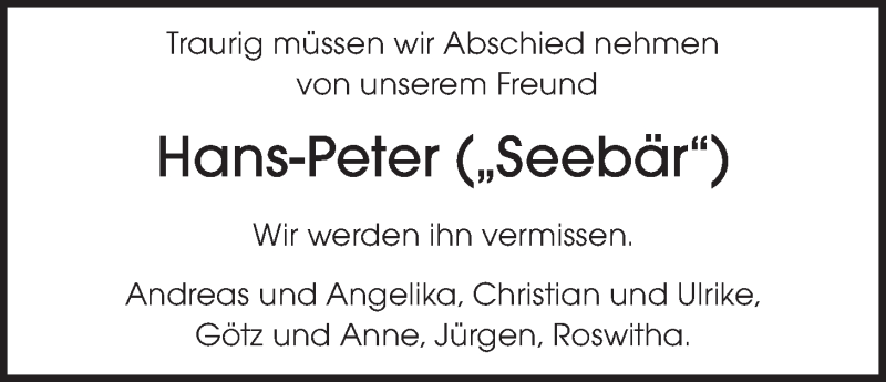  Traueranzeige für Hans-Peter Marcks vom 05.04.2017 aus LZ