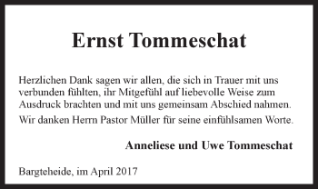 Anzeige von Ernst Tommeschat von LZ