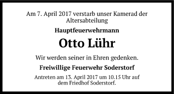 Anzeige von Otto Lühr von LZ