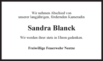 Anzeige von Sandra Blanck von LZ