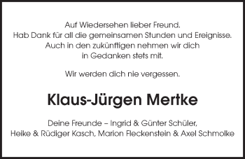 Anzeige von Klaus-Jürgen Mertke von LZ