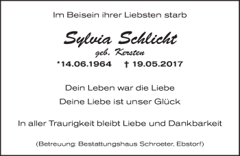 Anzeige von Sylvia Schlicht von LZ