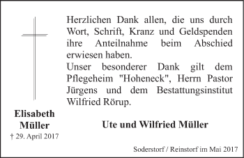 Anzeige von Elisabeth Müller von LZ