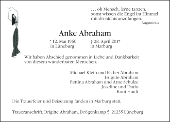 Anzeige von Anke Abraham von LZ